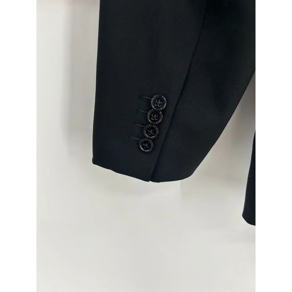 RALPH LAUREN Black Label Mens Black Tuxedo Jacket Satin Peak Lapel Wool Size 44L